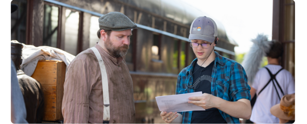 A student participates in a film production.